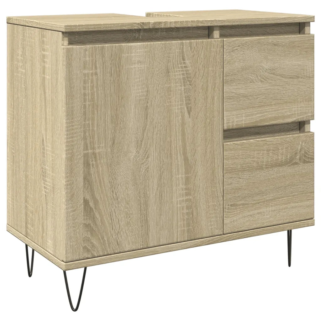 Set Mobili da Bagno | Armadio da bagno 3 pz Rovere Sonoma in Legno Multistrato