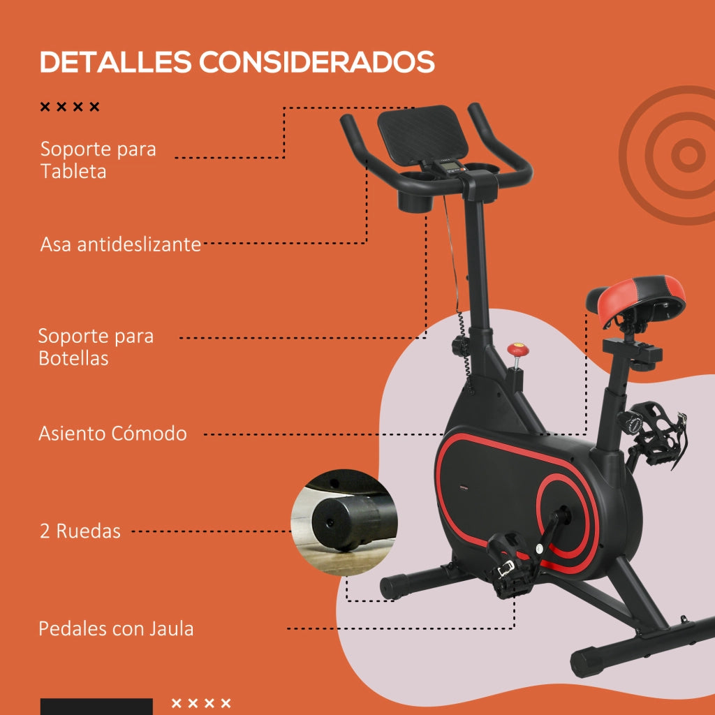 Bicicletta Statica con Volano Inerziale 4 kg ¨C zephmum ¨C Rosso e Nero