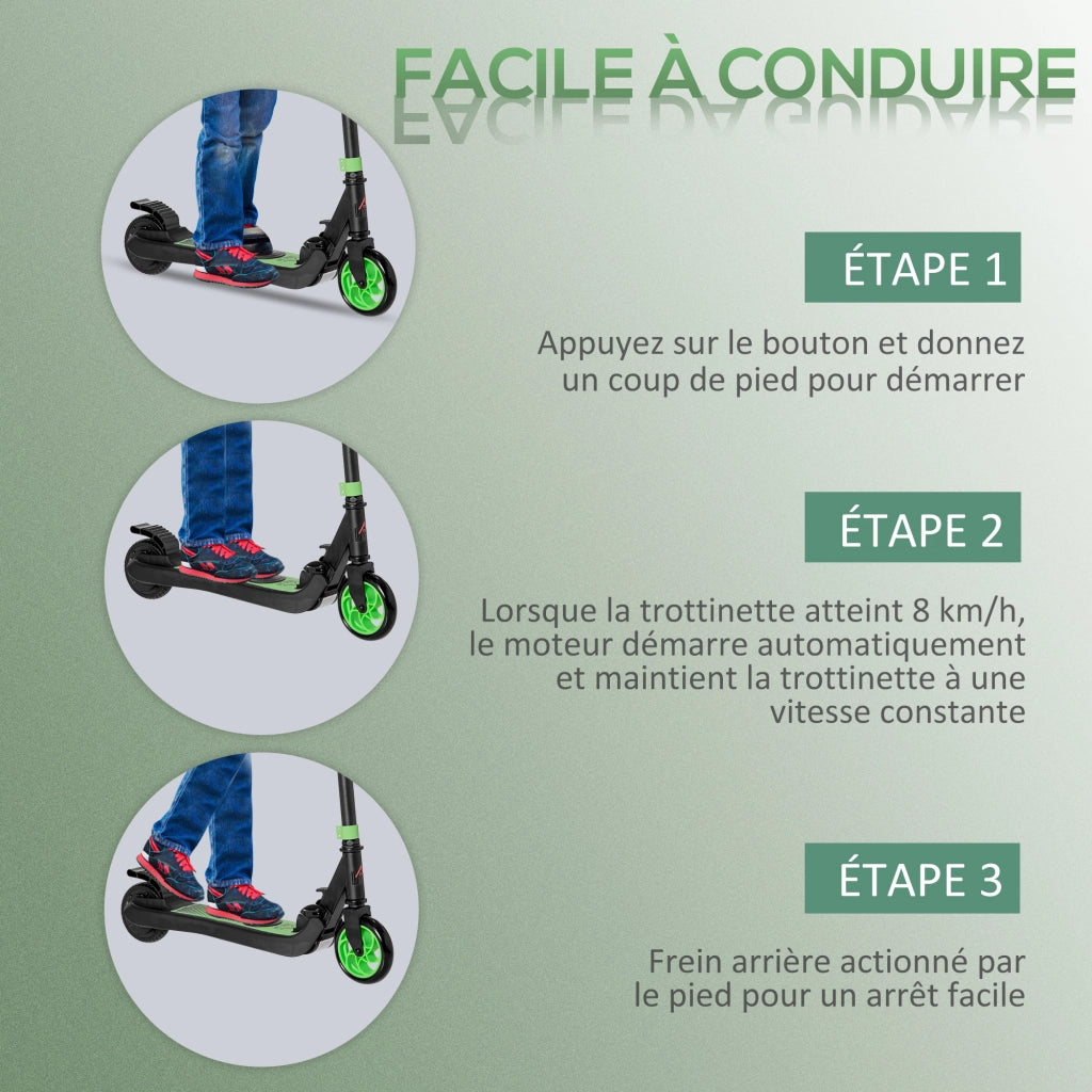 Trottinette elettrica per bambini ¨C zephmum ¨C verde, alluminio, acciaio, 71x36,5x75-80cm