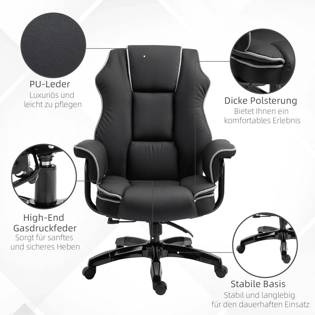 Sedia da ufficio ergonomica con schienale regolabile e braccioli ¨C zephmum ¨C nero similpelle