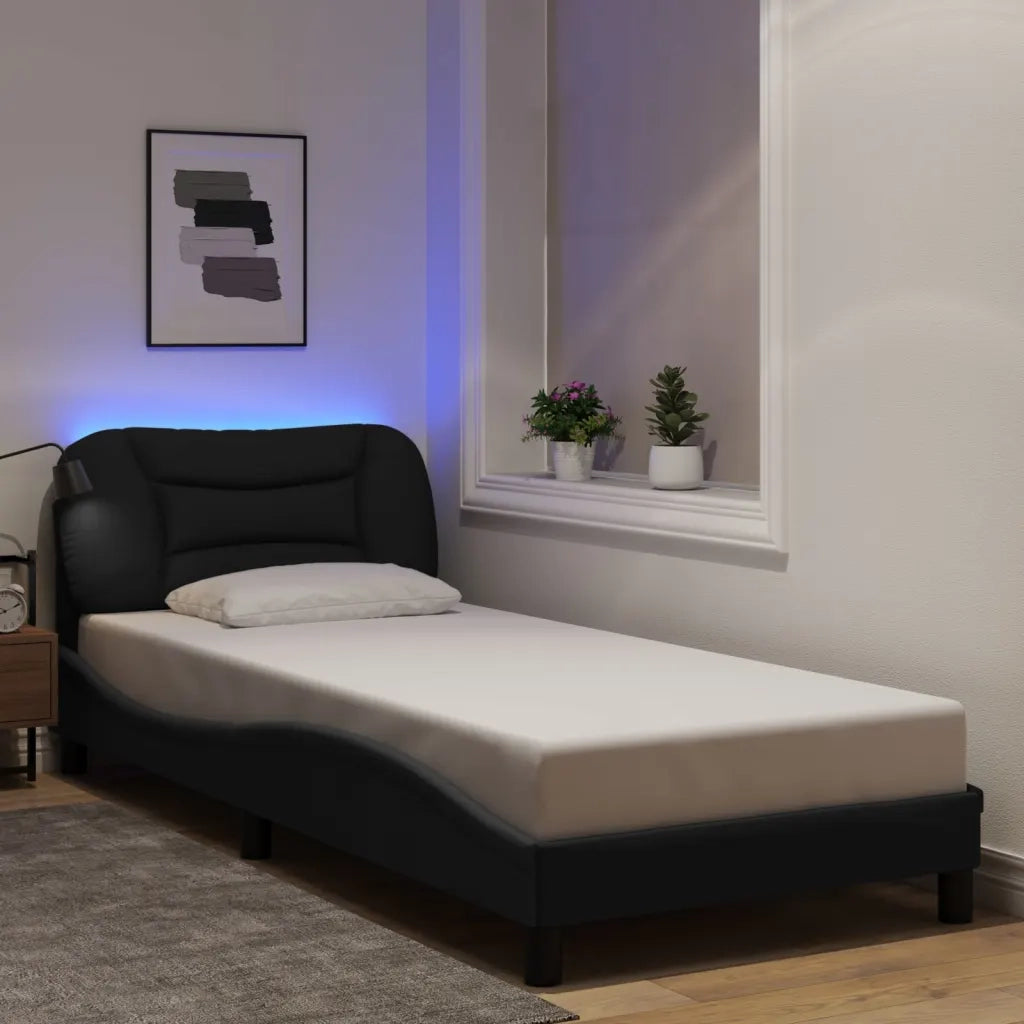 Giroletto con LED senza Materasso Hvar Nero 90x190 cm in Tessuto