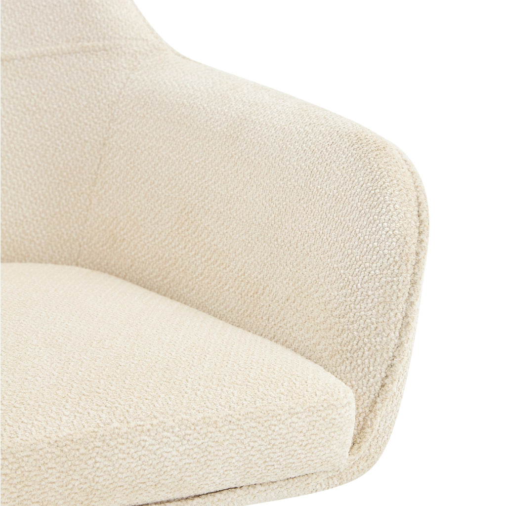 Sedia da sala da pranzo girevole 360° set da 2 con braccioli e schienale ergonomico in tessuto bianco e legno noce