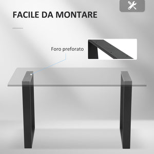 Set 2 Gambe per Tavolo Rettangolari Stile Industriale 60x8x72 cm Capacità 60 kg in Acciaio Nero