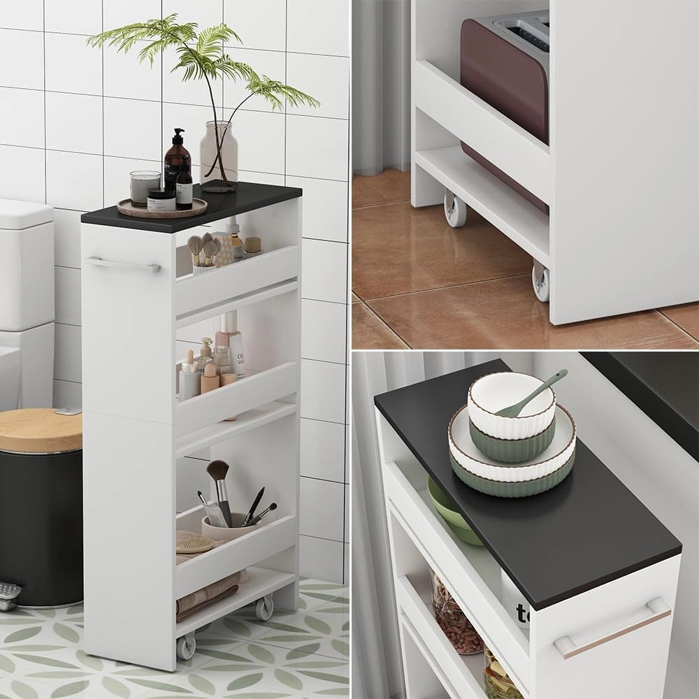 Contenitore a rotelle Rivo, Bianco/antracite, 20 x 84.4 cm