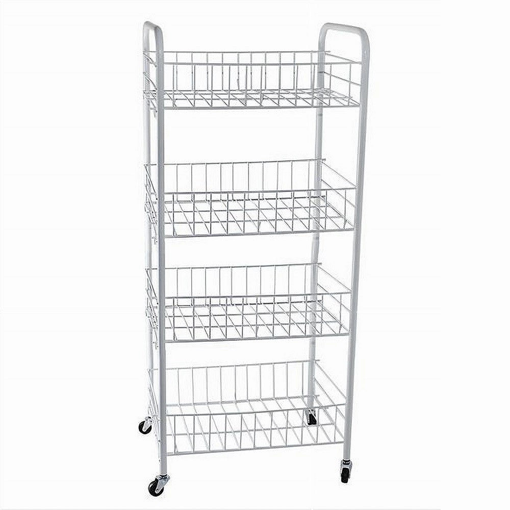 Trade Shop - Carrello In Metallo Da Bagno Portaoggetti 4 Ripiani Porta Oggetti Con Ruote 52532 -