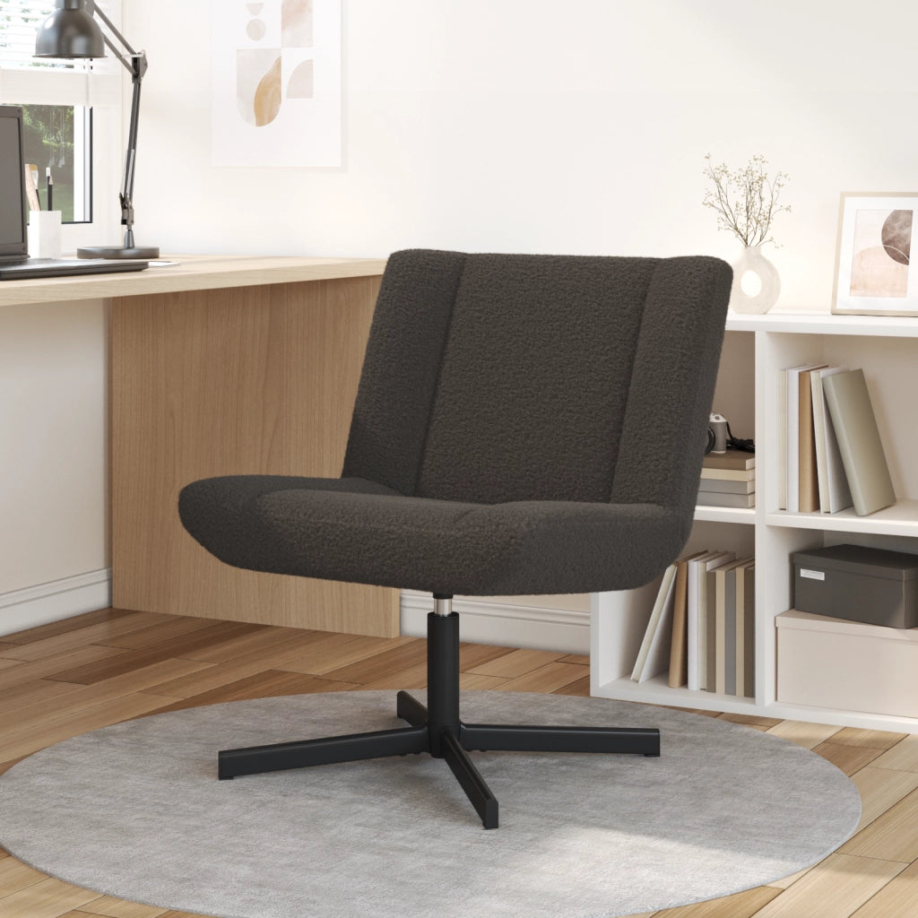 Sedia d'Accent Grigio Scuro Tessuto con Base in Metallo Media