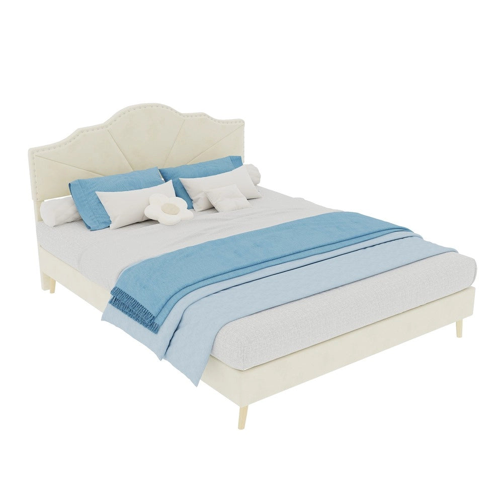 Letto Contenitore Imbottito ¨C MINIMAL ¨C Beige, 140x200, con materasso