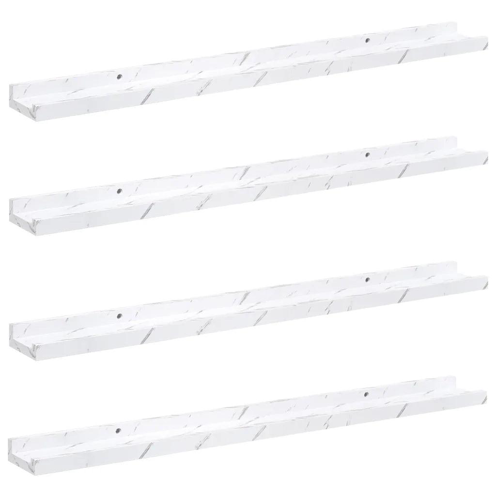4 pz Scaffale da parete | Ripiano a parete | Mensola a parete Marmo Bianco 80 x 9 x 3 cm