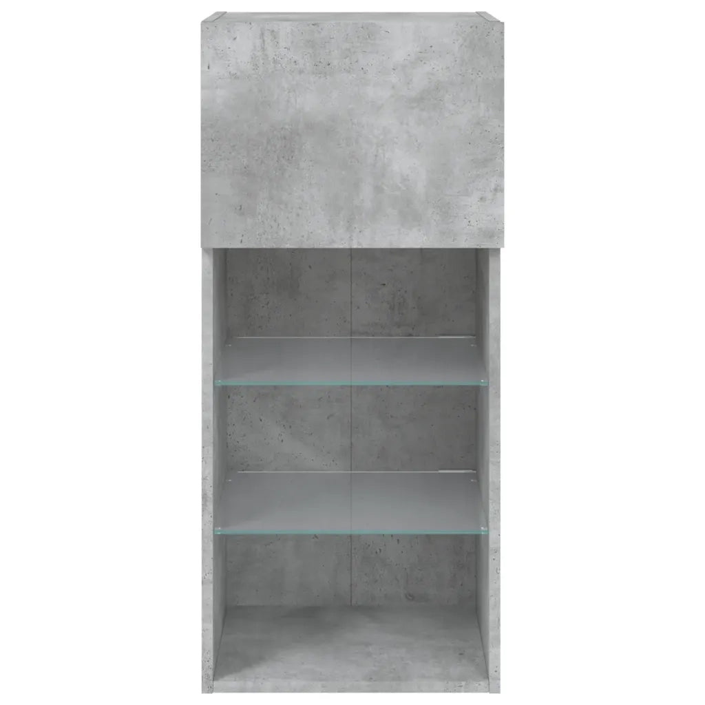 Mobile TV con Luci LED-Credenza TV-Console TV Grigio Cemento 40,5x30x90 cm