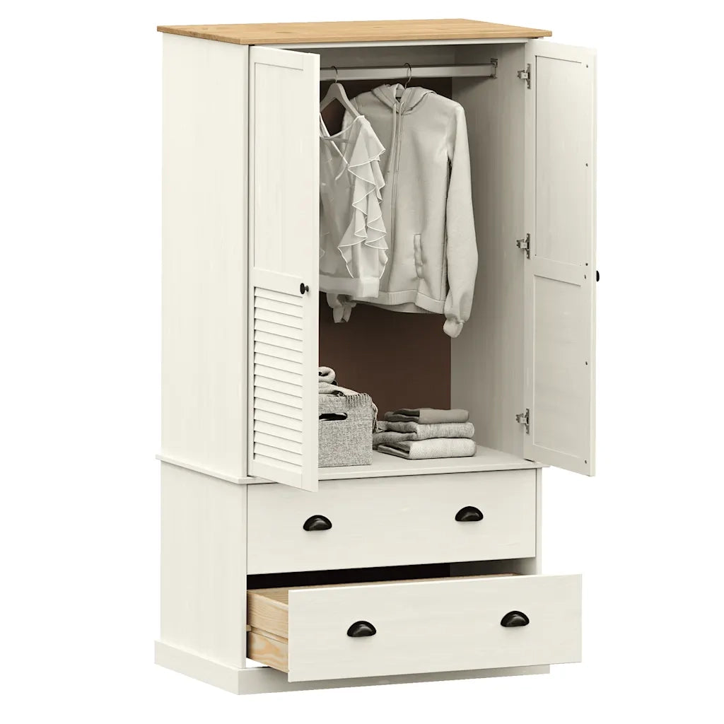 Armadio VIGO 90x55x170 cm in Legno Massello di Pino Bianco