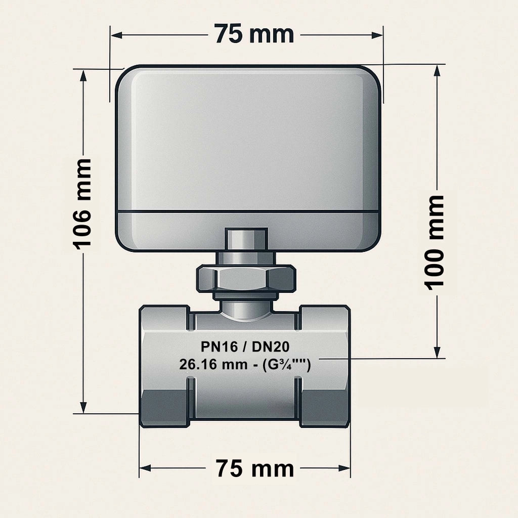 Valvola di zona motorizzata a tre vie serie DQ320 220VAC DN20 26.9 mm (3/4")