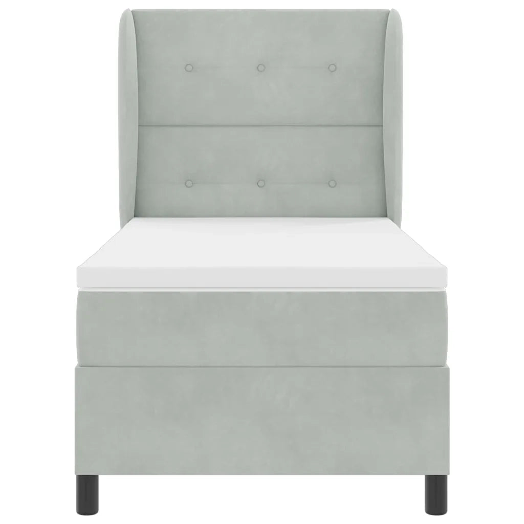 Letto a molle con materasso Grigio chiaro 200 x 90 cm Velluto 3340910