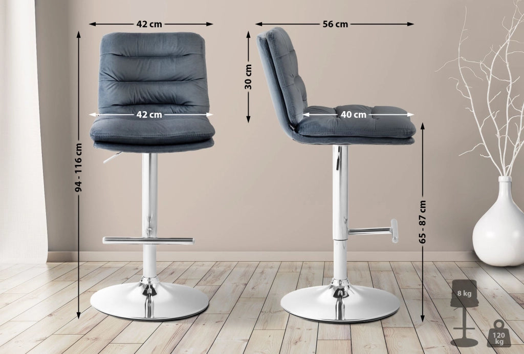 Barhocker Damar Samt chrom