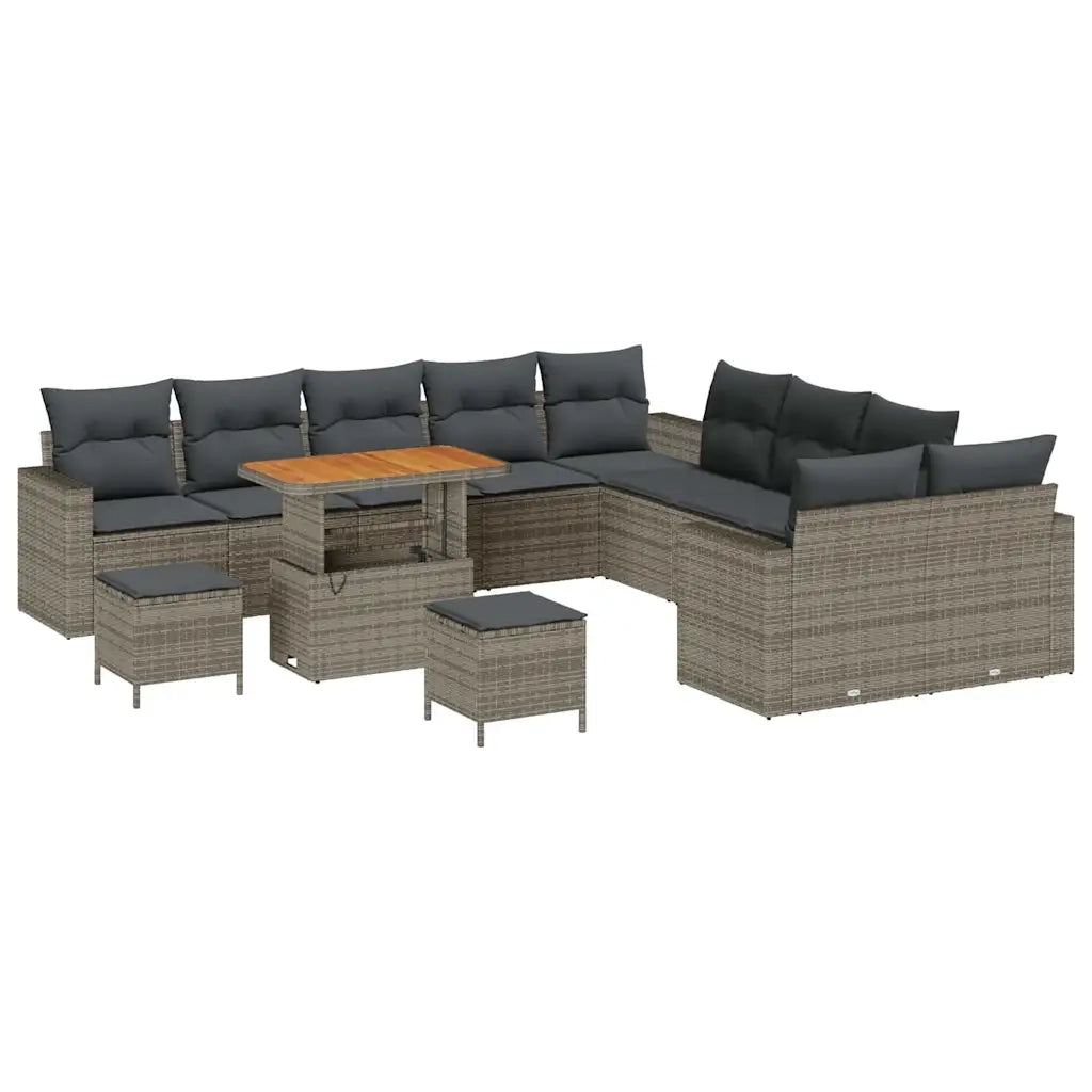 Set Divano da Giardino con cuscino 17 pcs Grigio polyrattan 3363628