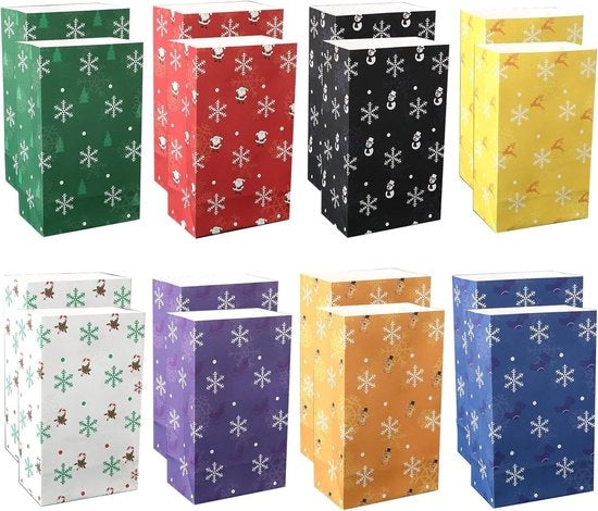 Set di sacchetti di carta per dolci e caramelle - Sacchetti di regalo per Natale (16 pezzi)