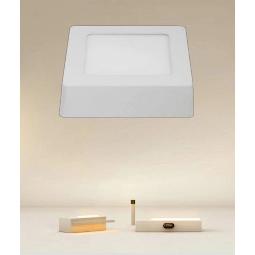 Trade Shop - Plafoniera Led Da Soffitto 6w Luce 3000k-6500k Parete Quadrato Con Interruttore 00168 -