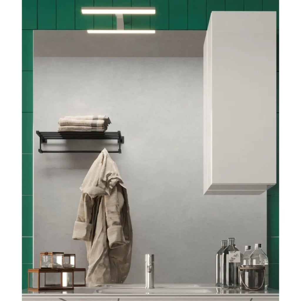 Miroir VITARIO – Bianco lucido design con spazio di conservazione – L80 x H110 x P18 cm