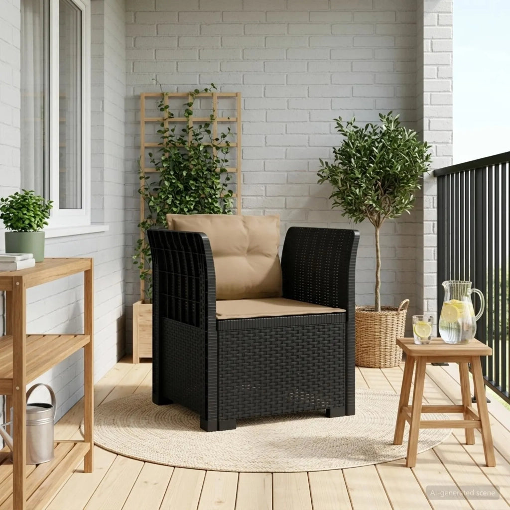 Poltrona a 1 Posto con Cuscini Aspetto Rattan PP Antracite 8011870