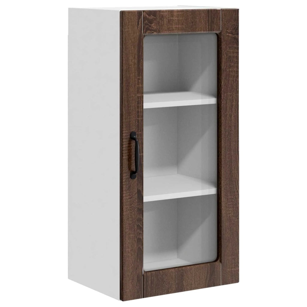 Pensile da cucina | Mobile in vetro da parete LUCCA Rovere Marrone 40 x 31 x 80 cm