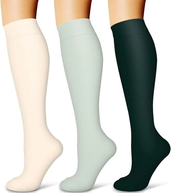 Set di 3 compressi per uomo e donna - allattamento, viaggio, calze per volo - corsa e fitness - gravidanza (L-XL)