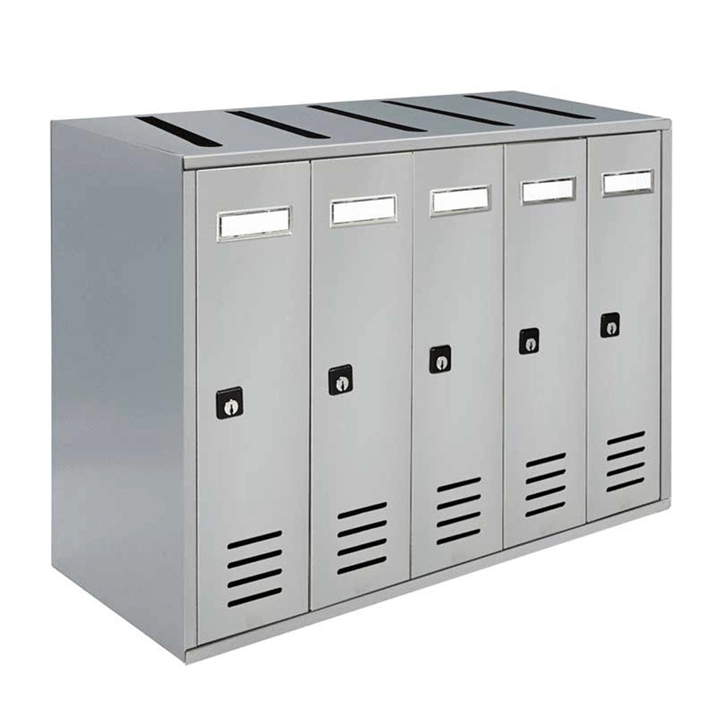 ALUBOX CUBO Cassette Postali Condominiali 5 Posti 38,5X53X25 Cm In Lamiera Zincata Cassetta Postale Condominiale Verticale Da Esterno E Interno Protetto COLORE: ARGENTO RAL 9006