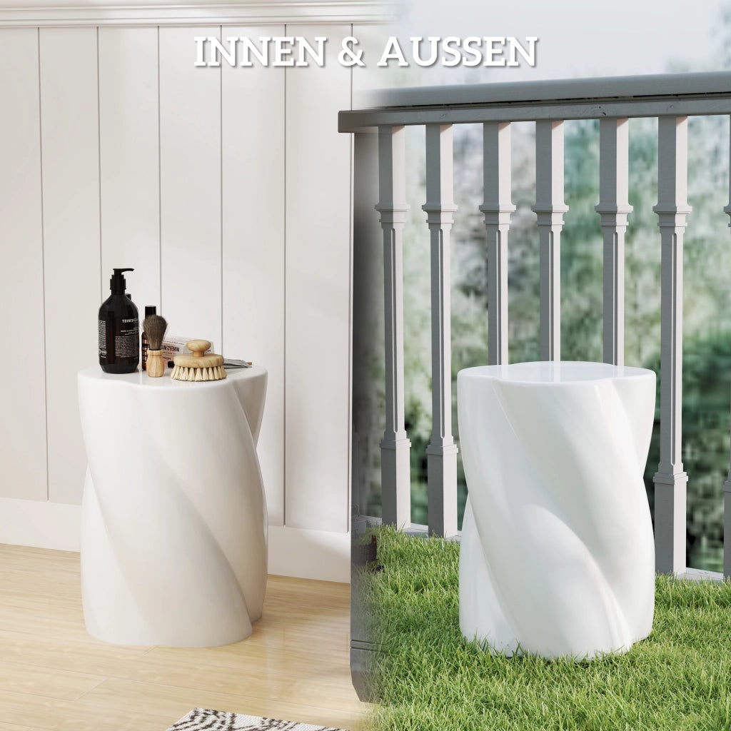 Sgabello da giardino in ceramica con coperchio ¨C zephmum ¨C bianco ?33x45 cm