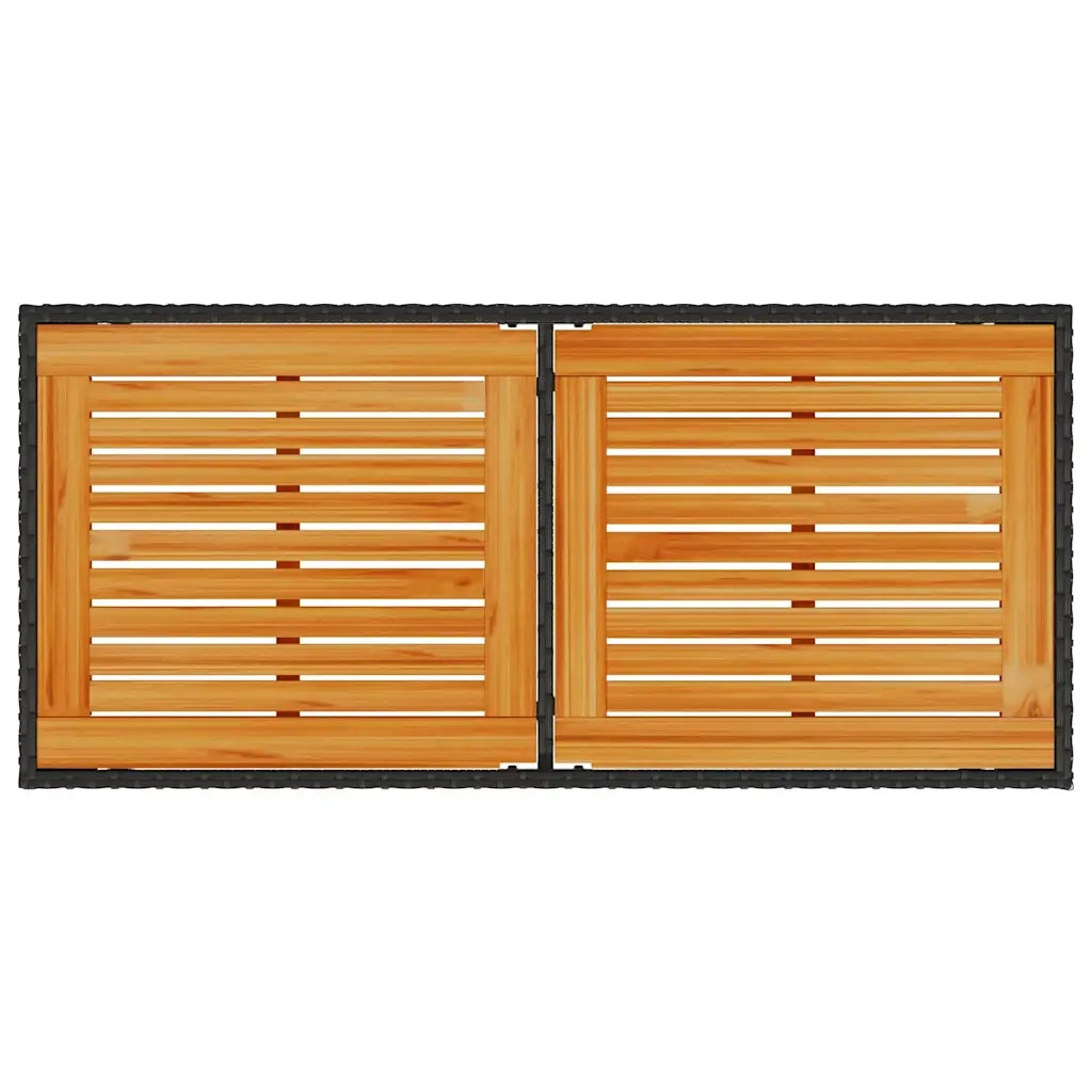 Tavolo Giardino | Tavolino da esterno Piano Legno Acacia Nero 115x54x74cm Polyrattan