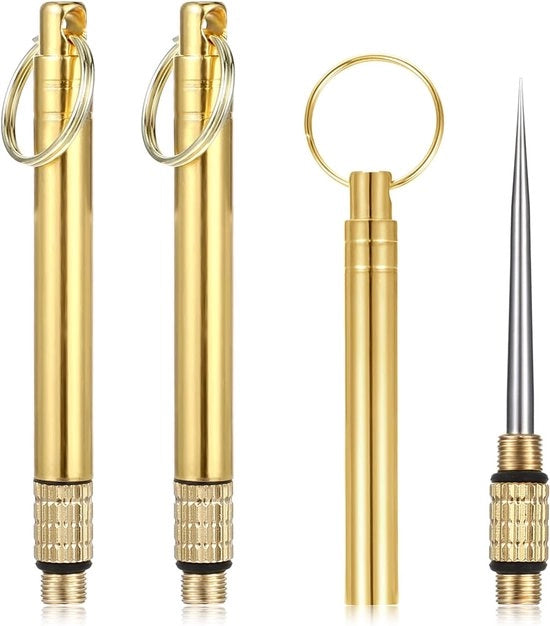 Tritacce per Denti in Titanio - 3 Pezzi Tritacce Metalliche Reutilizzabili con Supporto Portatile - Orecchino per Tritacce con Supporto per Chiave in Oro per Casa e Esterno