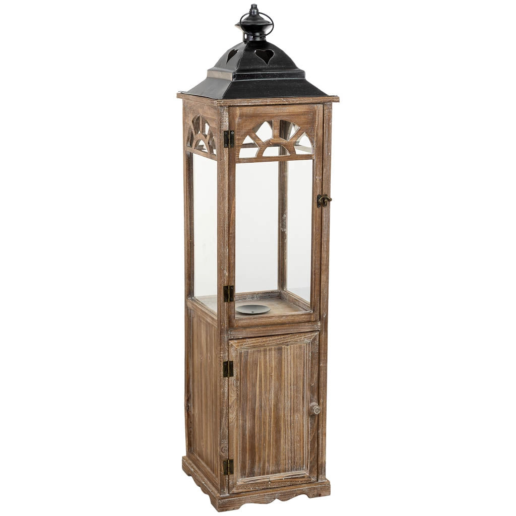 Lanterna in legno marrone 26x26x102,5h cm