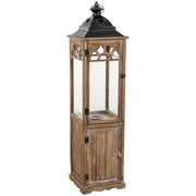 Lanterna in legno marrone 26x26x102,5h cm