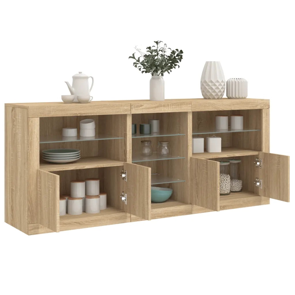 Credenza con Luci LED Rovere Sonoma 181,5x37x67 cmcod mxl 109987