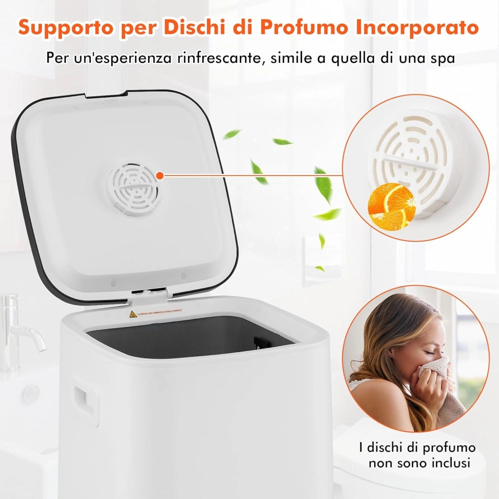 COSTWAY Scaldasalviette a Secchio, Scalda Asciugamani Grande capacità 23L con Display di Temperatura, 3 Livelli di Timer, Timer Ritardato 24H, Adatto a 3 Asciugamani da Bagno