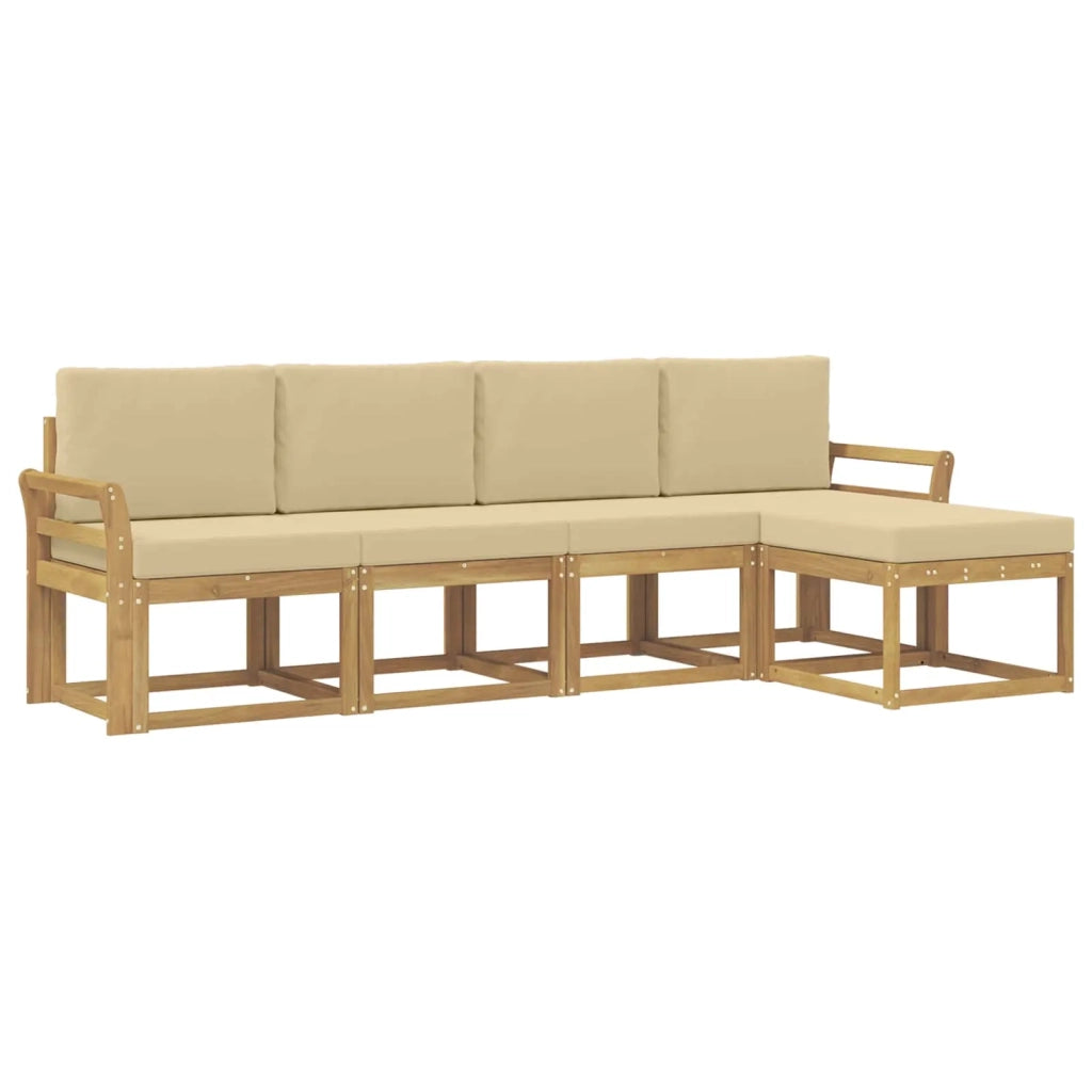 Set di divani da esterno con cuscino 5 pcs Bianco e Beige