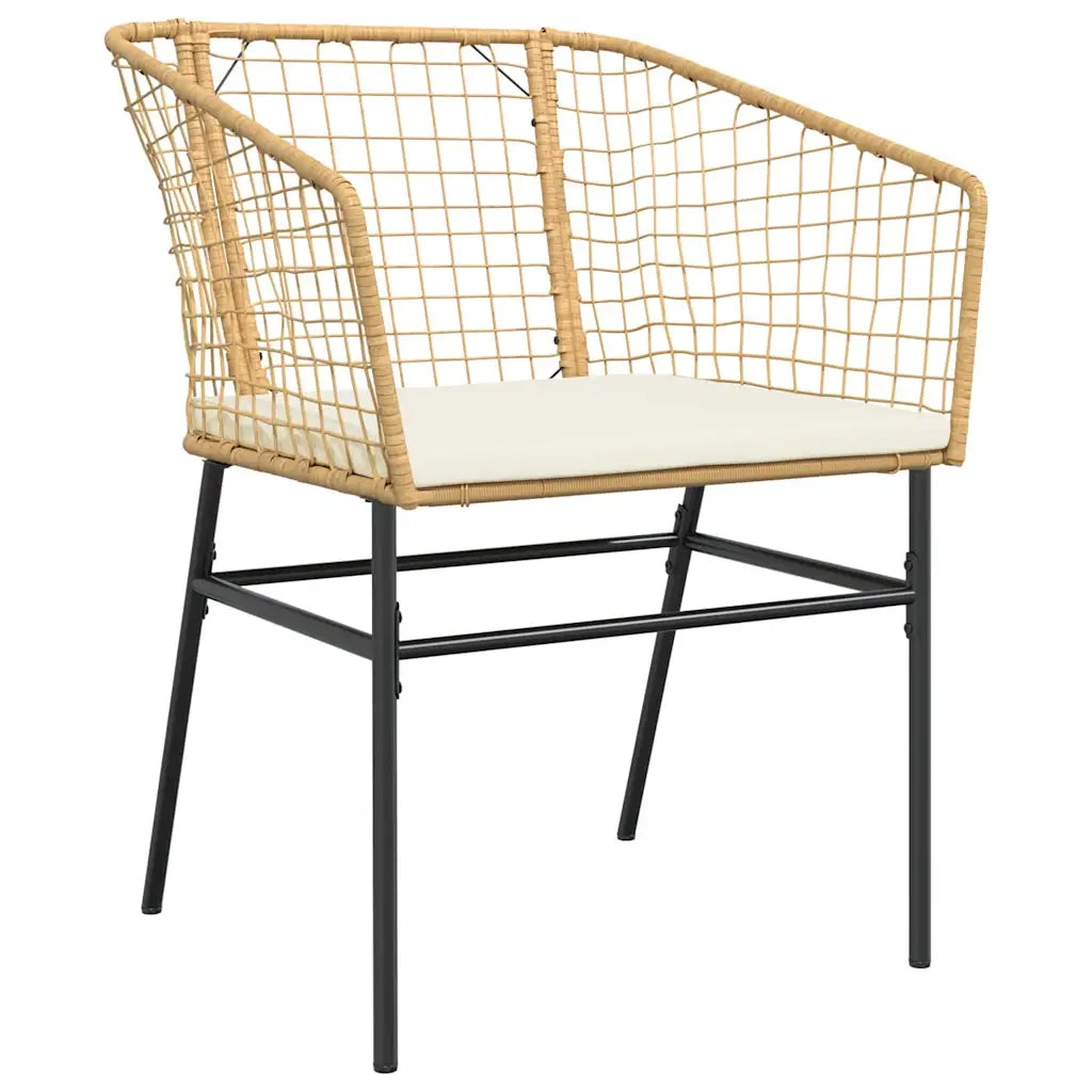 Set da Pranzo da Giardino 5pz con Cuscini Polyrattan Vetro