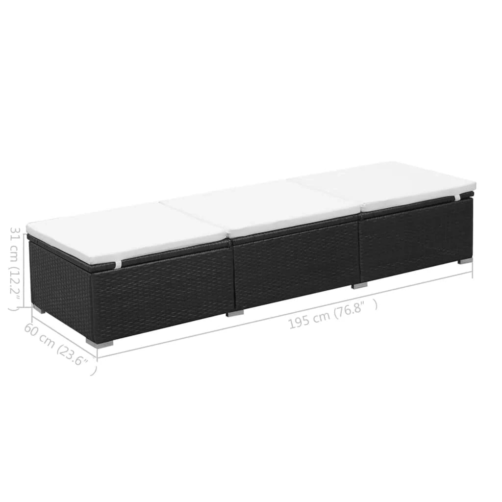 Set di 2 lettini prendisole sedie a sdraio lettini prendisole aiuole da giardino mobili da giardino mobili da esterno con cuscini resina intrecciata nera 02_0012157