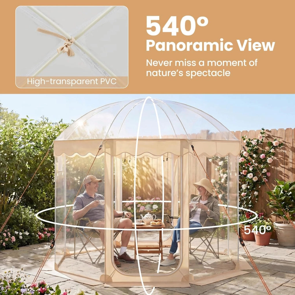 Tenda Sportiva a Bolla Pop-up 305 x 305 cm, Tenda Cupola Trasparente Isolante Termica per Mondiale 2026 Coppa del Mondo, per Eventi Sportivi, Giardino, Terrazzo e Campeggio, 8-10 Persone