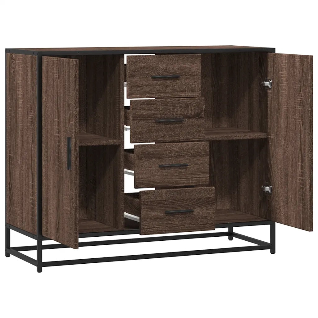 Credenza Rovere Marrone 92x35x76 cm in Legno Multistrato