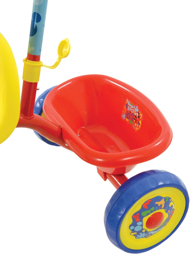Triciclo a Pedali Primi Passi per Bambini con Maniglione Genitoriale Rimovibile e Vano Contenitore Disney Mickey Mouse