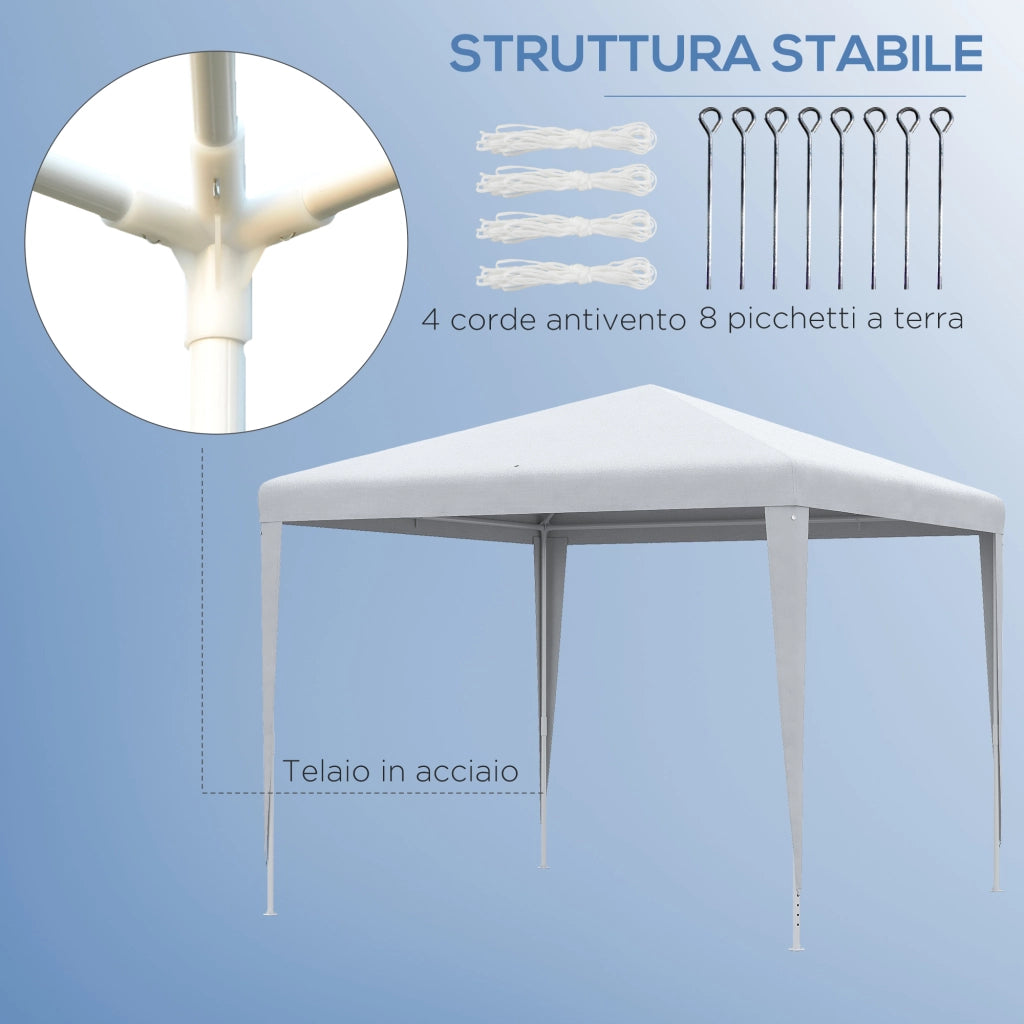 Gazebo da Giardino ¨C zephmum ¨C Bianco 2.7x2.7m Acciaio