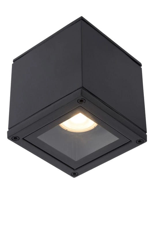 Faretto soffitto Lucide Aven quadrato nero GU10 50W IP65