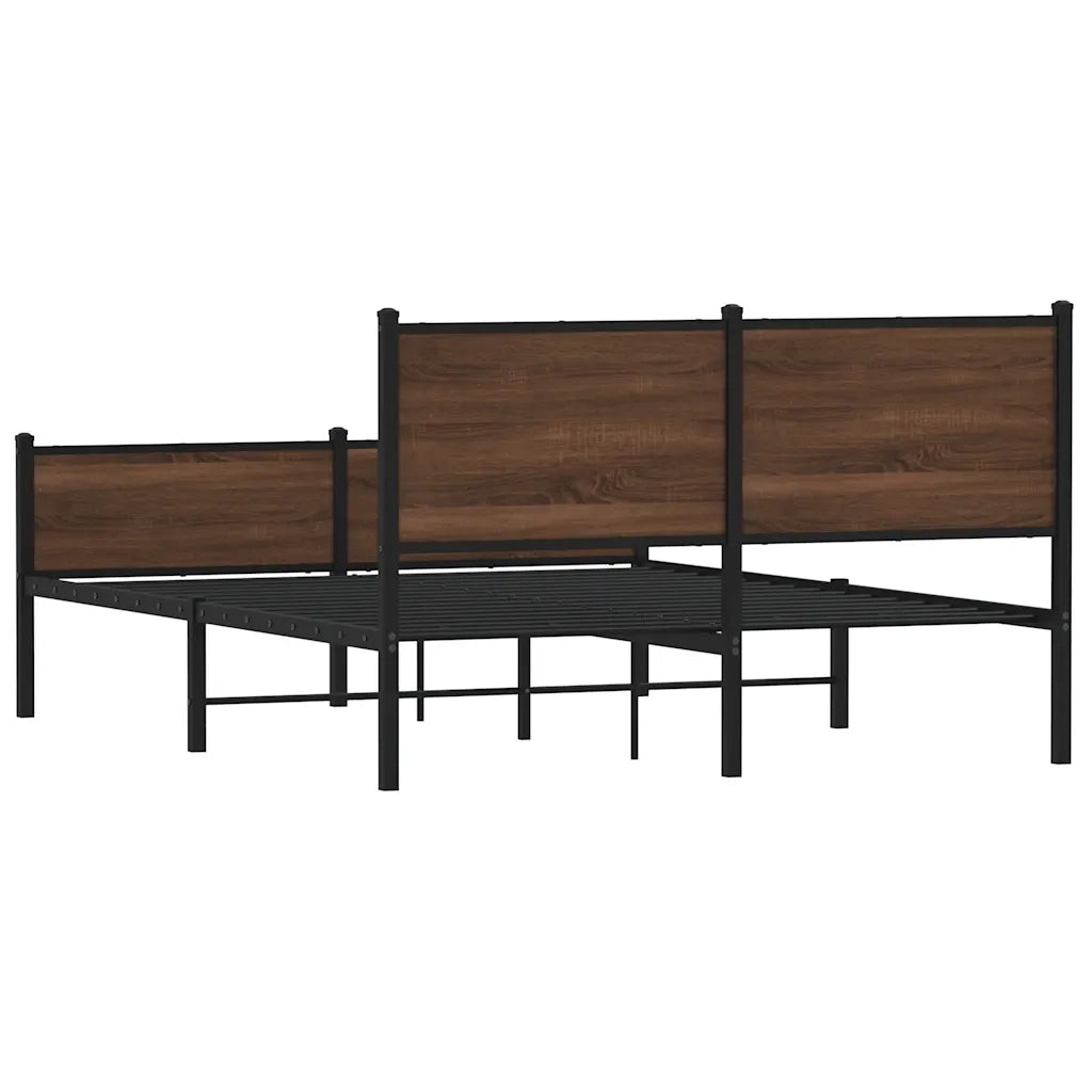 vidaXL Giroletto senza Materasso in Metallo Rovere Marrone 140x200 cm