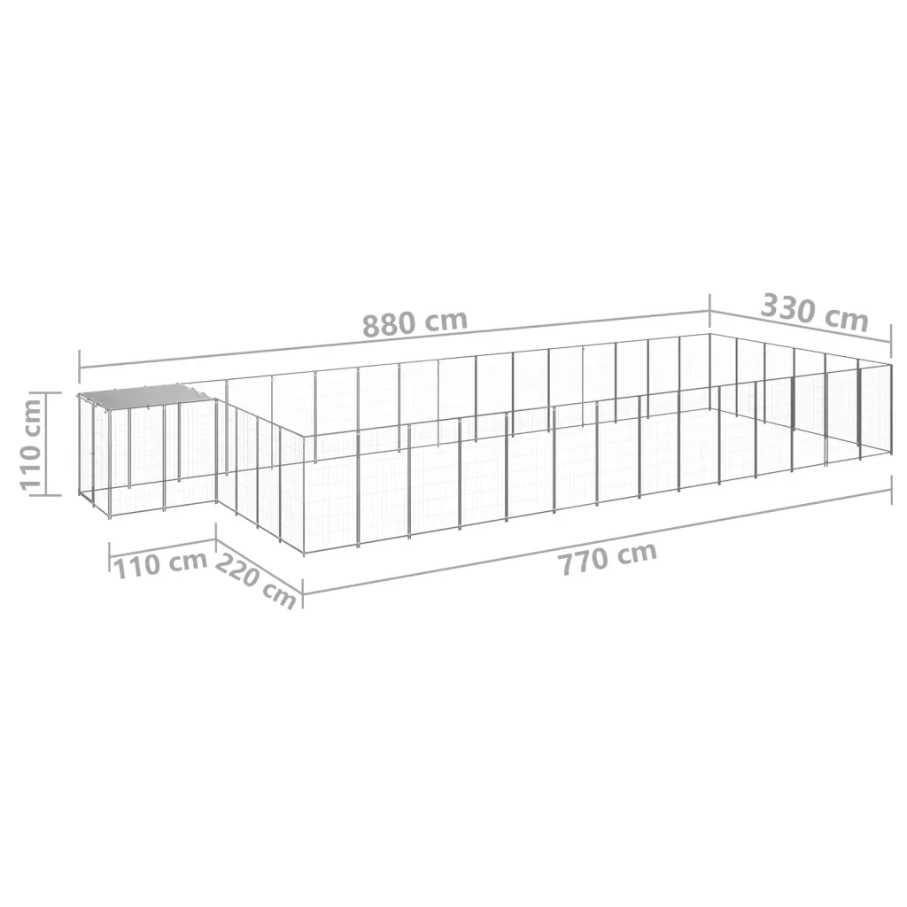 Gabbia per Cani Argento 26,62 m² in Acciaio 3082224