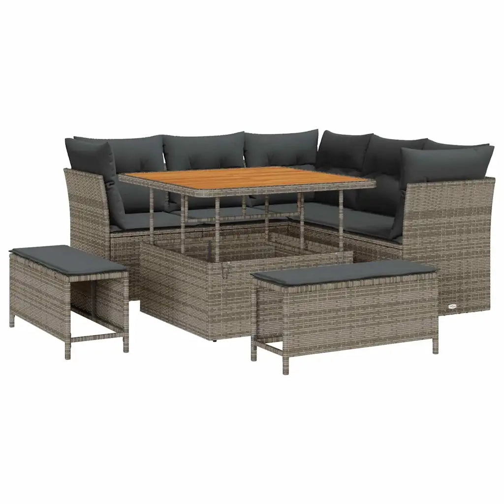 Set Divano da Giardino con cuscino 8 pcs Grigio