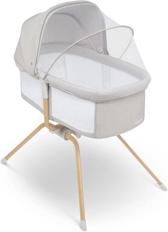 Letto per bambini con oscillazione e materasso, adatto per bambini fino a 9 kg - Grande parasole - Rete antizanzare - Pieghevole - Sistema di oscillazione - Regolazione della schiena - Montaggio rapido - Borsa di trasporto - Leggero