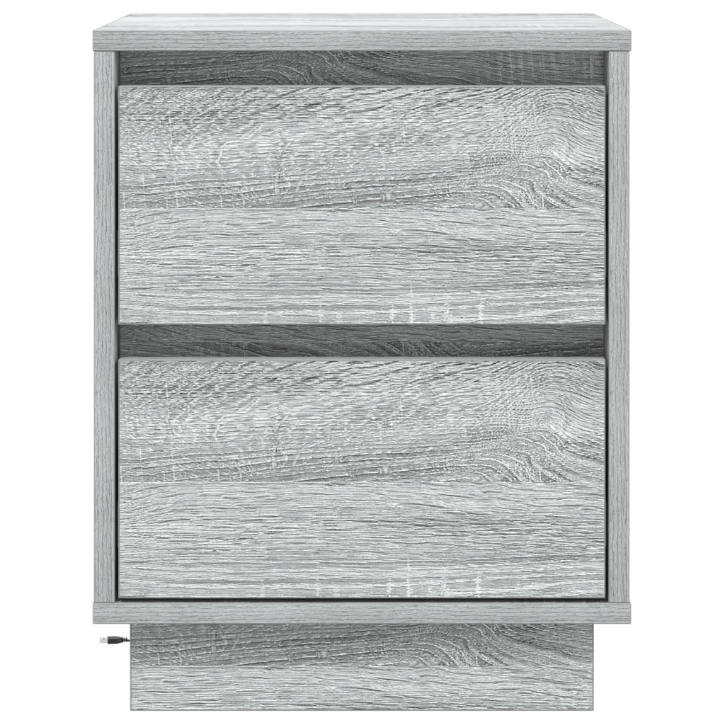 Comodini con luci LED 2 pcs Grigio Sonoma 39x34.5x50 cm