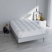 Topper One Singolo Imbottitura Effetto Piuma con Elastici in Cotone Bianco Varie Misure