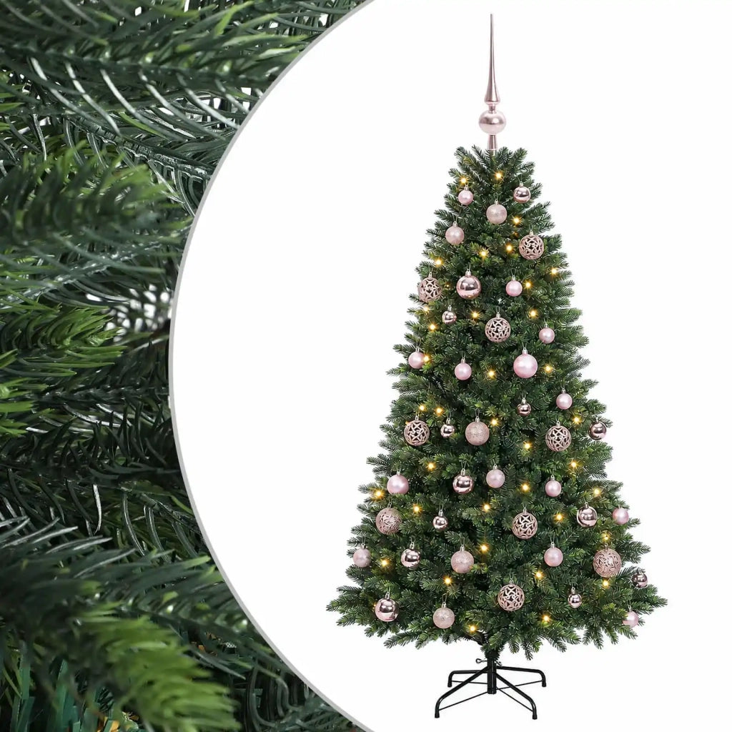 Albero di Natale Artificiale con Palline 150 cm 150 LED 3465788