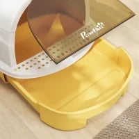 Lettiera Chiusa per Gatti con Vassoio Estraibile Filtro al Carbone Paletta e Maniglia Superiore 40,5x52x39 cm Giallo e Bianco