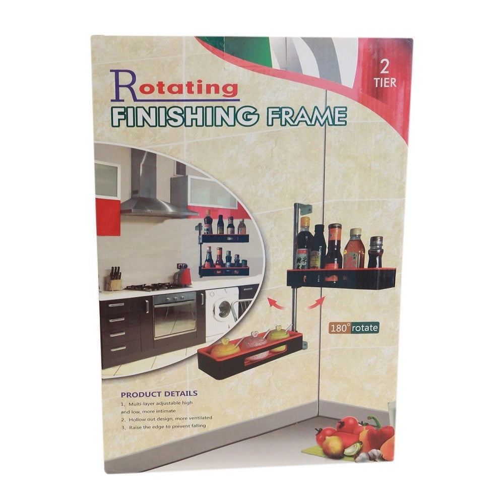 Trade Shop - Mensola Pensile Da Parete Scaffale Muro 2 Vani Rotante 180° Porta Spezie Salse -