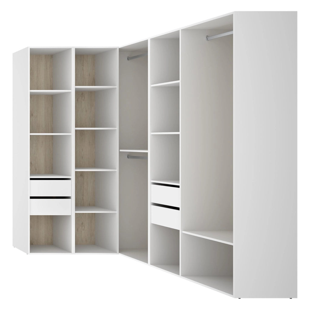 Armadio Camera da Letto Boughton, Guardaroba Grande Modulabile, 186x205h cm Bianco